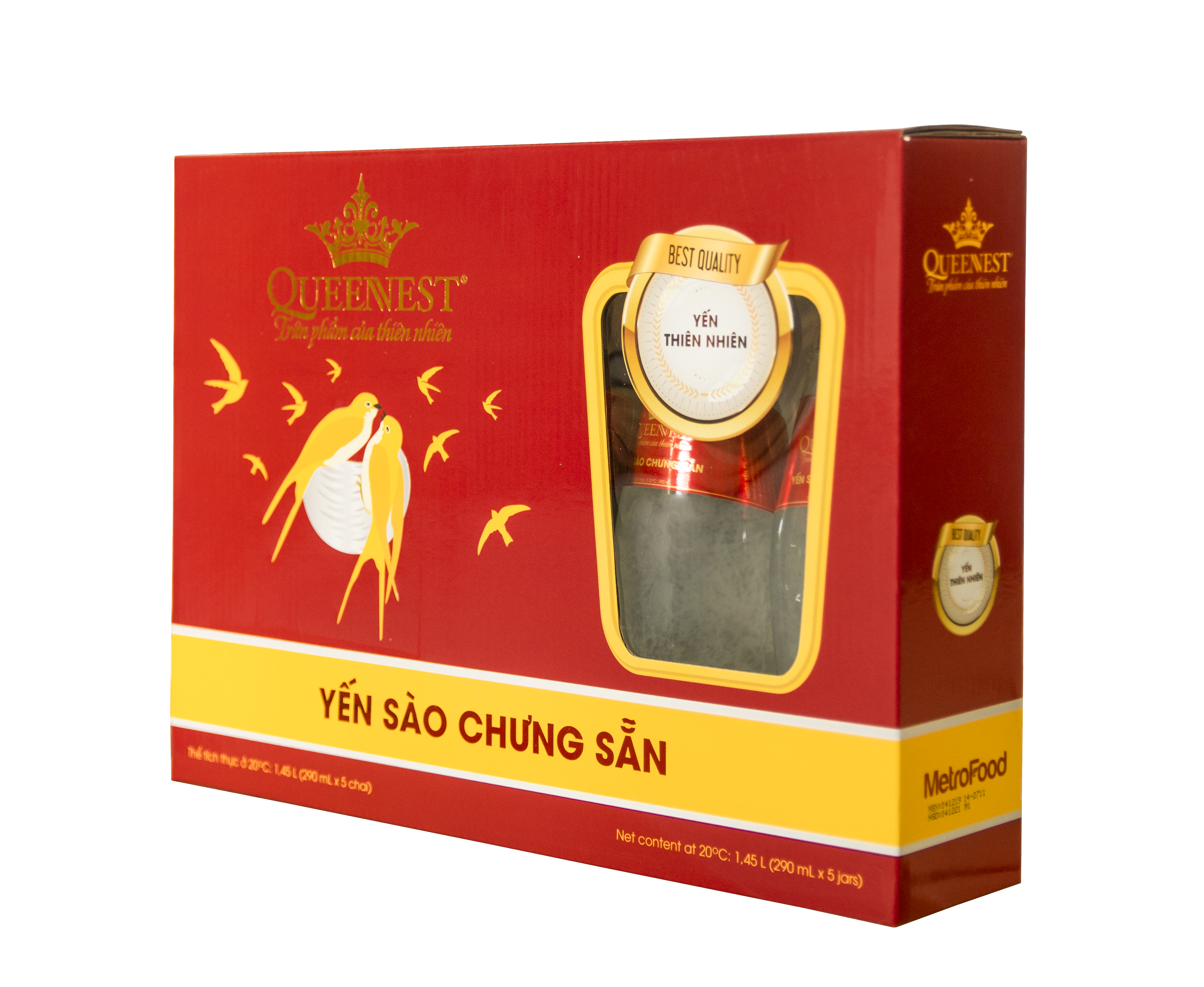 Yến Sào Chưng Sẵn Queennest 7% - Hương Dưa Lưới - Hộp Vàng