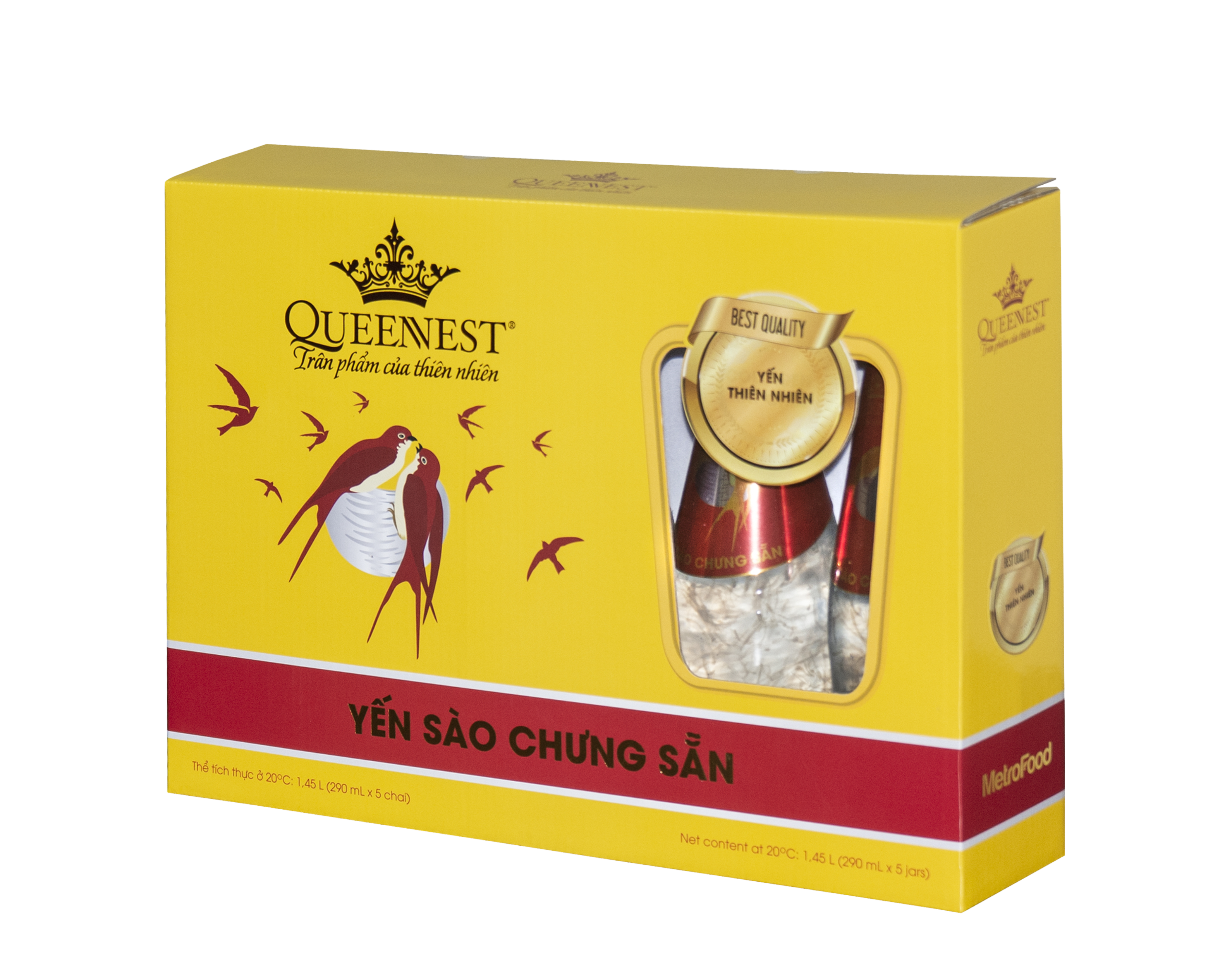 Nước Yến Sào Chưng Sẵn Queennest 7% - Hương Dưa Lưới - Hộp Đỏ