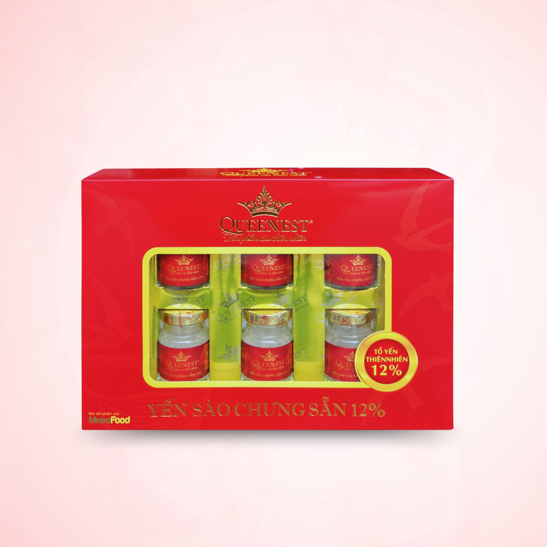 Nước Yến Sào Chưng Sẵn Queennest 12% - hộp đỏ
