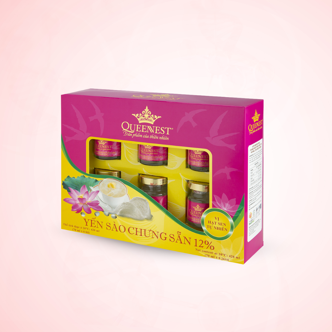 Nước Yến Sào Chưng Sẵn Queennest 12% - Hạt Sen Tự Nhiên
