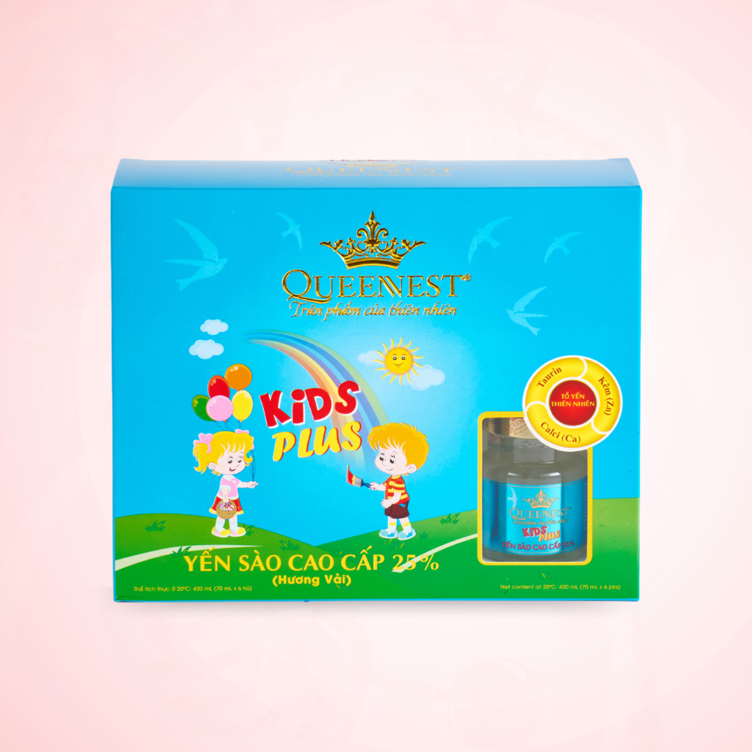 Nước Yến Sào Cao Cấp Queennest 25% Kids Plus - Hương Vải